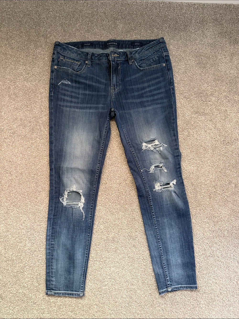 Vigoss Dark Blue Distressed Skinny Jeans